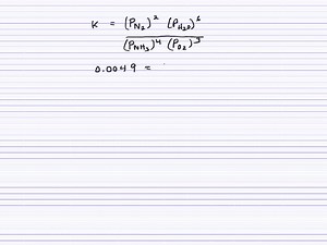 SOLVED:Consider the reaction between ammonia and oxygen. 4 NH3(g)+3 O2(g) ⇌2  N2(g)+6 H2 O(g) At a certain temperature, K=0.0049 . Calculate the equilibrium partial pressure of ammonia if PN2=0.213  atm,   PH2 O=0.883  atm, and PO2=0.255  atm at equilibrium.