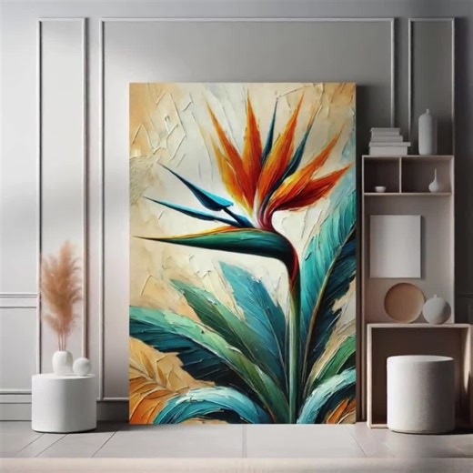 Bird of Paradise Floral Canvas | Tropical Art - Etsy