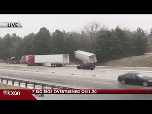 Multiple big rigs in Tyler overturn in highway crashes amid icy conditions across Texas