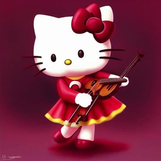 Hello Kitty playing violin with Lindsey Stirling’s song round table rival ￼