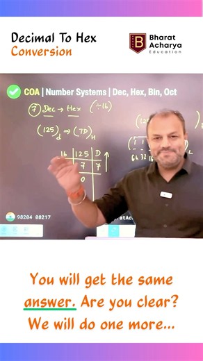 Decimal to Hexadecimal conversion | Bharat Acharya