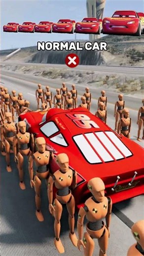 😱 “Big & Small McQueens vs 100 Dummies!”