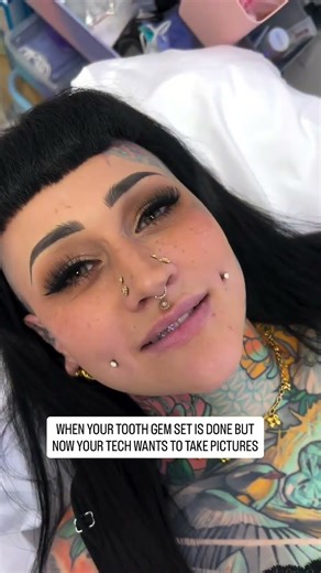 Tooth Gems by @ frostbitebeauty ❄️🤍 #toothgems #cheekpiercing #tattooedgirls