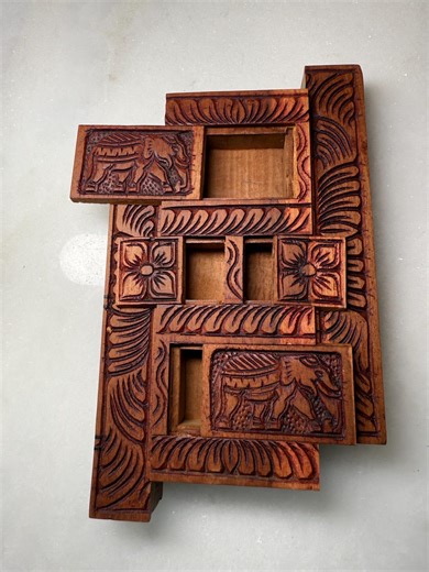 Vintage Hand-carved Wooden Puzzle Box Secret Safe Trick Box W Hidden Compartment in Beautiful Indian Rosewood, Sheesham, Gift - Etsy