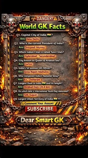 Most inportant gk qustion (महत्वपूर्ण सामान्य ज्ञान) #3dediting #3dart #dearsmartgk #shorts #reels 😊