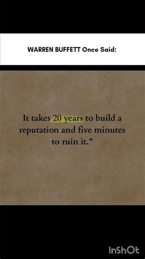 "Warren Buffett: The Truth About Reputation 🔑 | Life & Success Quote"