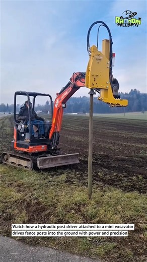 This Excavator Installs Fence Posts Perfectly Straight in Seconds!