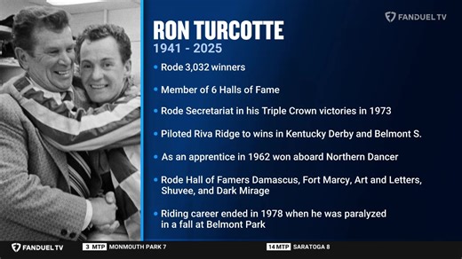 As we mourn the passing of Ron Turcotte, one of racings greatest icons, we remember one of his most memorable wins aboard Secretariat as he wins the 1973 Belmont Stakes. Christina Blacker & Dave Weaver note some of his achievements. | FanDuel Racing