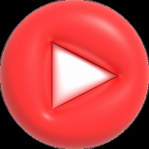Download Realistic Play button, Video player and streaming icon, live stream 3D render illustration for free