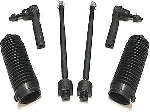 6 Pc Suspension Kit Tie Rod Ends + Bellow Boots ES800223 EV800084 K150270 Compatible with 2007-2014 Cadillac Escalade Chevrolet Silverado Tahoe GMC Sierra Yukon - PartsW