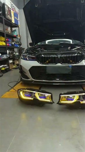 g20 laser style headlights, white-yellow switch#bmw #mycar #g20