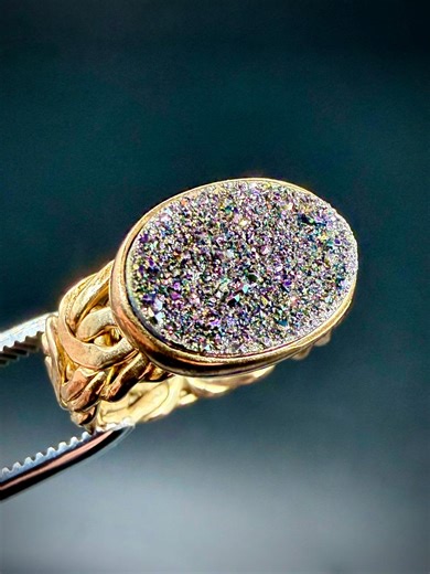 High-sparkle Lavender Druzy Ring by Technibond in Gold Over Sterling Silver Setting - Etsy
