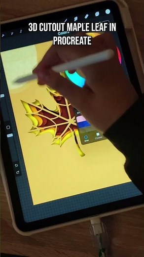 3D Cutout Maple Leaf in Procreate | Textured Autumn Art