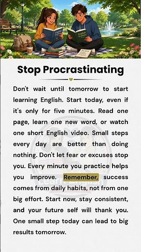 Stop Procrastinating, Learn English Today 🚀 | English Reading & Listening Practice for Beginners