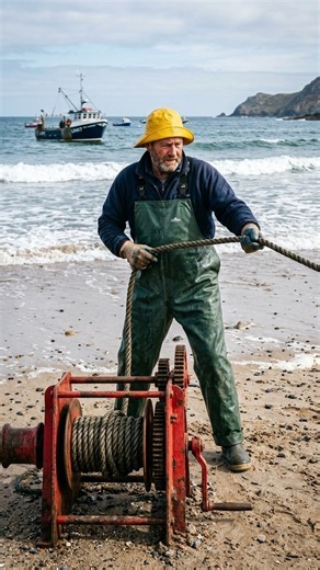 Traditional Coastal Fishing: Using a Beach Winch to Pull Nets.