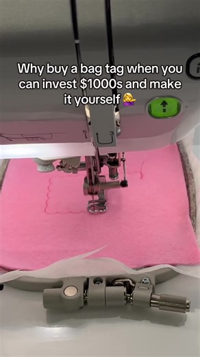 I mean I am not complaining 😂 love how these bag tags turned out for my little 🥰 get this bag tag machine embroidery file for free on my blog mulberrymint.com #machineembroidery #bagtag #crafting #inthehoop