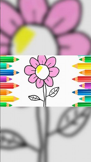 Color your flower! Pink, yellow, and green!