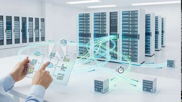 Hands managing holographic cloud network interface in data center. Visualizing secure connections and data flow. Ai driven big data management for iot infrastructure. video footage video footage