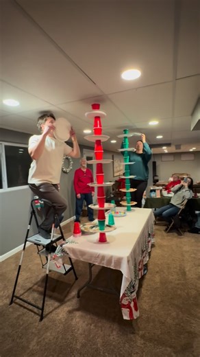 We had a very competitive plate and cup stacking game at our family party tonight. | Debbie Dames DeClue