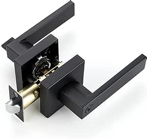 Ravinte 2 Pack Heavy Duty Door Lever Door Lock Square Door Handles Right Left Handing Lever Set Matte Black Finish Entry Door Levers Front and Exterior Door Handle Set (Not Keyed Alike)