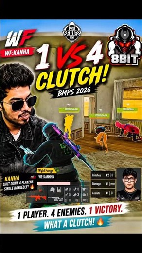 🔥 WF Kanha's INSANE 1v4 Clutch vs 8Bit | BMPS 2026 😱🏆