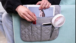 Sofa Arm Chair Caddy Armrest Organizer, TV Remote Control Holder for Recliner Couch for Tablets, Phone, iPad, Book, Magazine (Black)