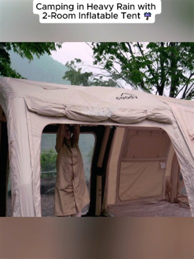 Camping in Heavy Rain ☔️ with Thunderstorms ⚡️ 2-Room Inflatable Tent #campingtent #camping #campingusa #outdoorlife #solocamping #survival #girlcamping #outdoors #asmr #snow #camp #campinglife #heavyrain #snowcamping #luxurycamping #bushcraft #logcabin #bushcraftsurvival