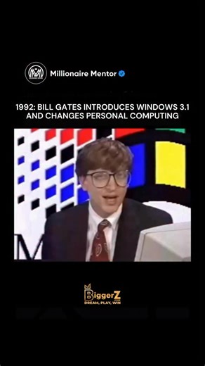 Millionaire Mentor on Instagram: "In 1992, Bill Gates introduced Windows 3.1, a release that would redefine how everyday people interacted with computers. At the time, personal computing was still complex and intimidating. Windows 3.1 changed that by making graphical interfaces more accessible, stable, and user-friendly, helping computers move from niche tools into homes, schools, and offices around the world. The launch marked a major turning point for Microsoft, accelerating the adoption of PC