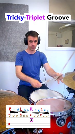 Tricky Triplet Groove - Drum Lesson #bateria #drumlessons #drumgroove #Drummer | Drumdex