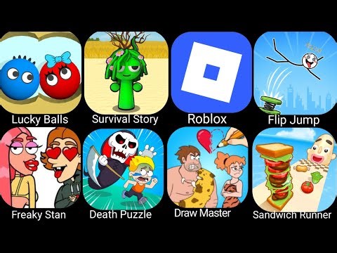 Minecraft,Roblox,Survival Story,Roblox,FIp Jump,Freaky Stan,Death Puzzle,Draw Master,Sandwich Runner