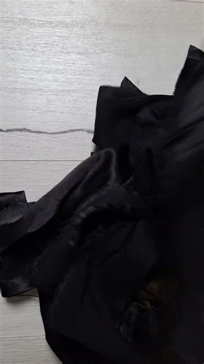 DESTRUCTION : 1 black satin pant, 1 green satin blouse and 1 black satin dress buttoned !!!!