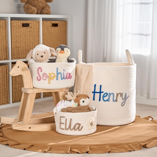 Personalized Rope Cotton Baby Basket: Nursery Toy Storage - Etsy