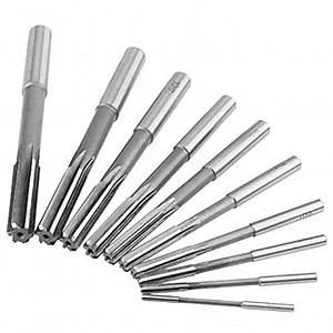 Chucking Reamer Set, 10pcs H7 Machine Cutter Straight Chucking Milling Reamer Kit, 6 Straight Flutes Round Shank Milling Cutting Tool for Metal Copper Non-Ferrous