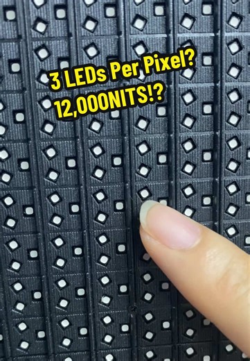 A close-up look at the 3-LED unit pixel structure for 12,000 nits high brightness. #ledmodule #leddisplaypanel #ledpixel