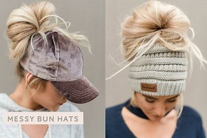 How to Wear a Messy Bun Beanie from Three Bird Nest Shop all our Messy Bun Beanies and Baseball Hats at https://www.threebirdnest.com/collections/hats | Three Bird Nest