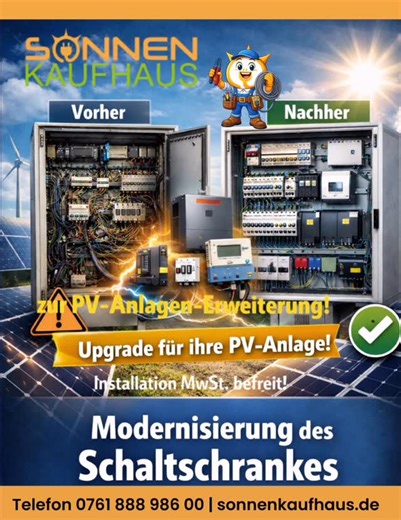 Sonnenkaufhaus GmbH on Instagram: "🔧☀️ PV-Anlage ertüchtigen – das wird oft unterschätzt! Viele bestehende Photovoltaikanlagen haben noch Potenzial 💡 Doch für mehr Leistung, Erweiterung oder Speicher reicht es nicht, nur Module zu montieren. 👉 Das muss häufig erneuert oder angepasst werden: ✅ Photovoltaikmodule ✅ Wechselrichter ✅ Zähler & Energiemessgeräte ✅ Sicherungselemente ✅ Überspannungsschutz ✅ Verkabelung & Verteilerkasten ⚡ Ergebnis: ✔️ höhere Leistung ✔️ mehr Sicherheit ✔️ normgerech