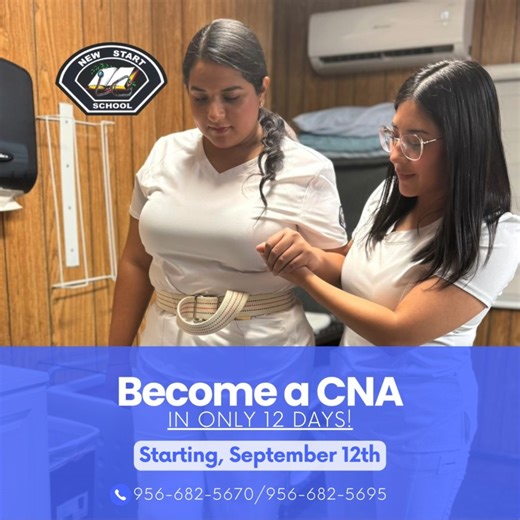 🚀 Become a Certified Nursing Assistant in just 12 days! Our fast-track CNA program gives you the training you need to start your career in healthcare quickly. Don’t wait—your future starts now! 💙 #newstartschool #CNA #CNAClasses #12DayProgram #HealthcareCareer #FutureInHealthcare #FastTrackProgram | New Start School