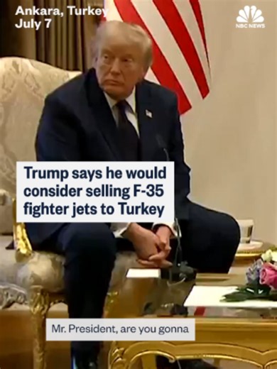 During a meeting with Turkish President Erdogan, ahead of the NATO summit, President Trump expressed openness to the U.S. resuming sales of F-35 fighter jets to Turkey. During his first term, Trump excluded Turkey from the fighter jet program when Turkey bought an air defense system from Russia.