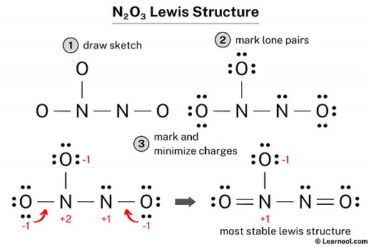 N2O3 Lewis structure - Learnool