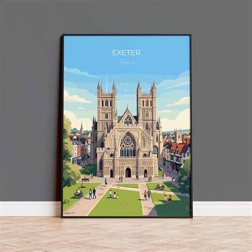 Exeter Cathedral Travel Print, Exeter Devon Wall Art, Historic England City Poster, Gothic Architecture Illustration, UK Decor, Exeter Gift - Etsy Canada