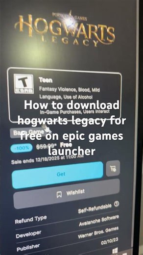 How to download hogwarts legacy for free on epic games launcher