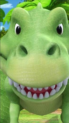 Los pequeños T-Rex juegan alegremente, pero cuidado...😲 #gogodino #niños #tiranossaurorex