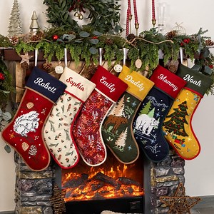 Personalized Christmas Stockings Embroidered Rustic Stocking With Hemmed Edges for Family Custom Name Vintage Stockings Farmhouse Xmas Decor - Etsy