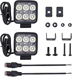 3.3 Inch 72W 9400LM LED Work Lights Bar, 2PCS 12/24V 5700K White Flood Light, IP68 Waterproof with Shock Pad LED Tractor Work Lights, Off Road Lights for Trucks Tractors UTV and Heavy-Duty Equipment