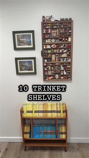 I have 10 trinket shelves! I knew I had a lot, but never counted them. 😳 Come check them out! •••••••••• #vintage #maximalism #trinkets #miniatures #thrifted