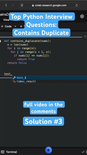 Top Python Interview Questions: Contains Duplicate | Solution #3 #python #leetcode