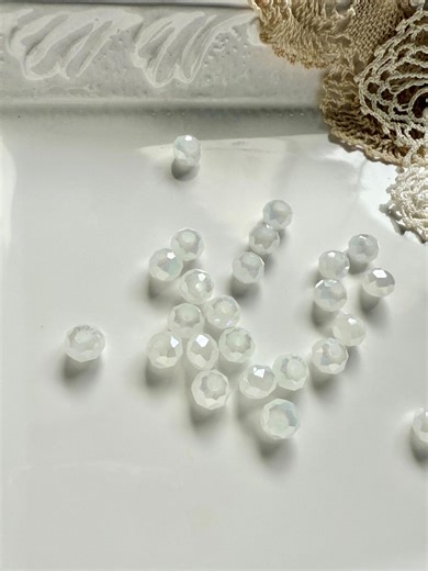 Milk White Glass Beads, 8mm Jewelry DIY - Etsy