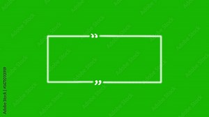 animated rectangle box with double quotation mark animation. text quote sign on green screen. quotes rectangle box icon, quotation mark sign chroma key. text quote sign with rectangle frame moving.