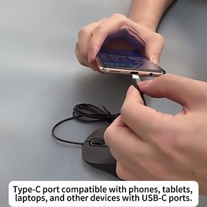 USB C Wired Mouse, Portable Silent Ergonomic 3 Buttons with Luminous Scroll Wheel, Type C Interface Plug and Play, for Laptop/Desktop/Tablet/PC, Office Home Travel Kids Student Boy Girl Gift(MilkTea)