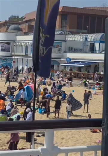 On the beach in Bournemouth, UK, we see no British. Great Replacement is real.